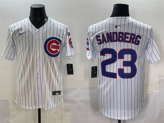 Chicago Cubs #23 Ryne Sandberg White Pinstripe 'Ryne Sandberg Tribute' Vapor Limited2