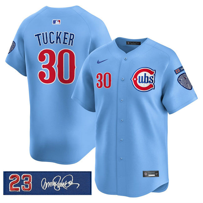 Chicago Cubs #30 Kyle Tucker Blue 'Ryne Sandberg Tribute' Vapor Limited V3