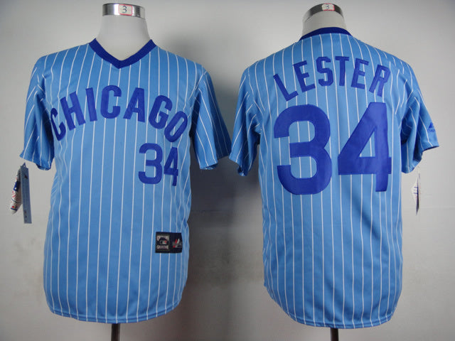 Chicago Cubs #34 Cubs 34 Blue White Retro