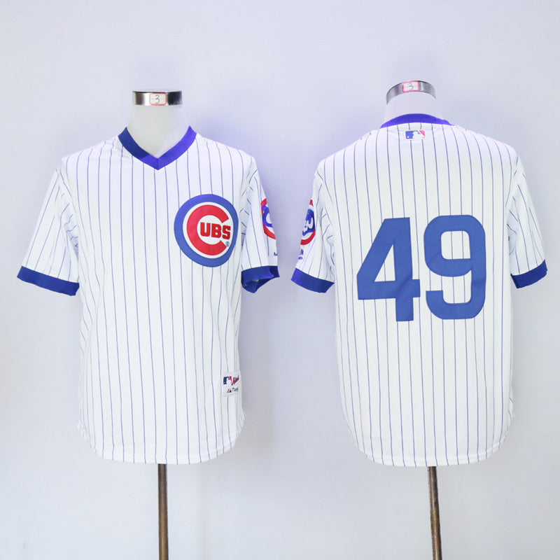 Chicago Cubs #49 Cubs 49 White Blue 1988 Retro Pullover