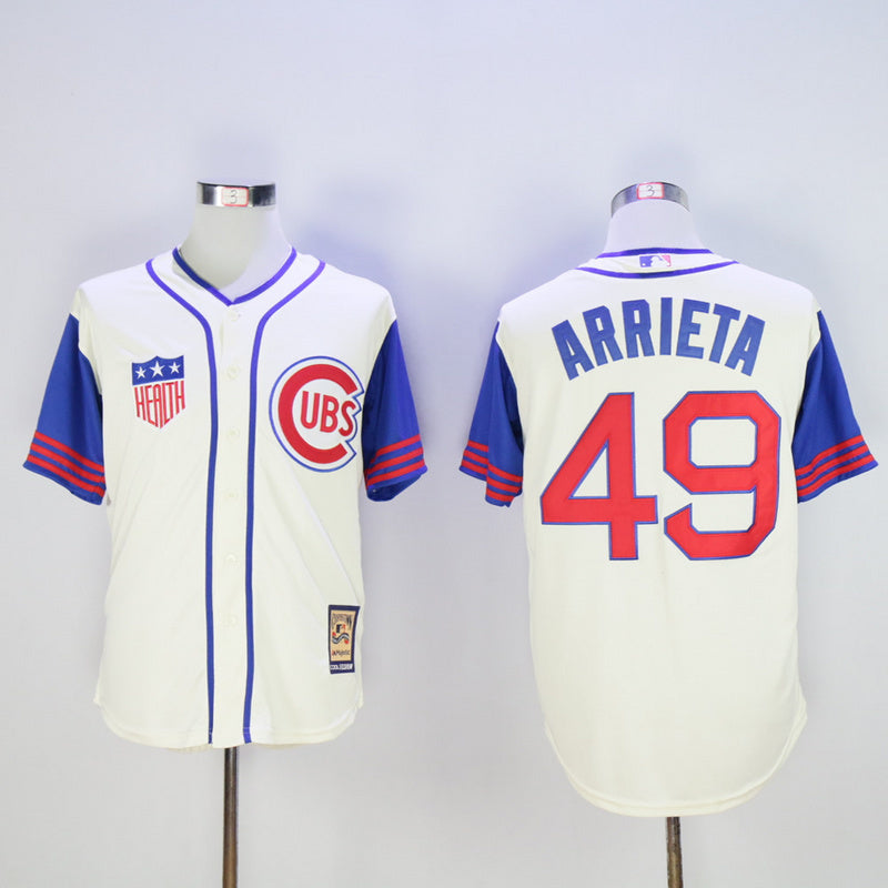 Chicago Cubs #49 Jake Arrieta Cubs 49 Off-White 1942 Retro Fan Edition