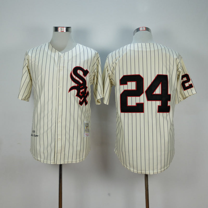 Chicago White Sox #24 White Sox 24 Off-White Black 1959 Retro
