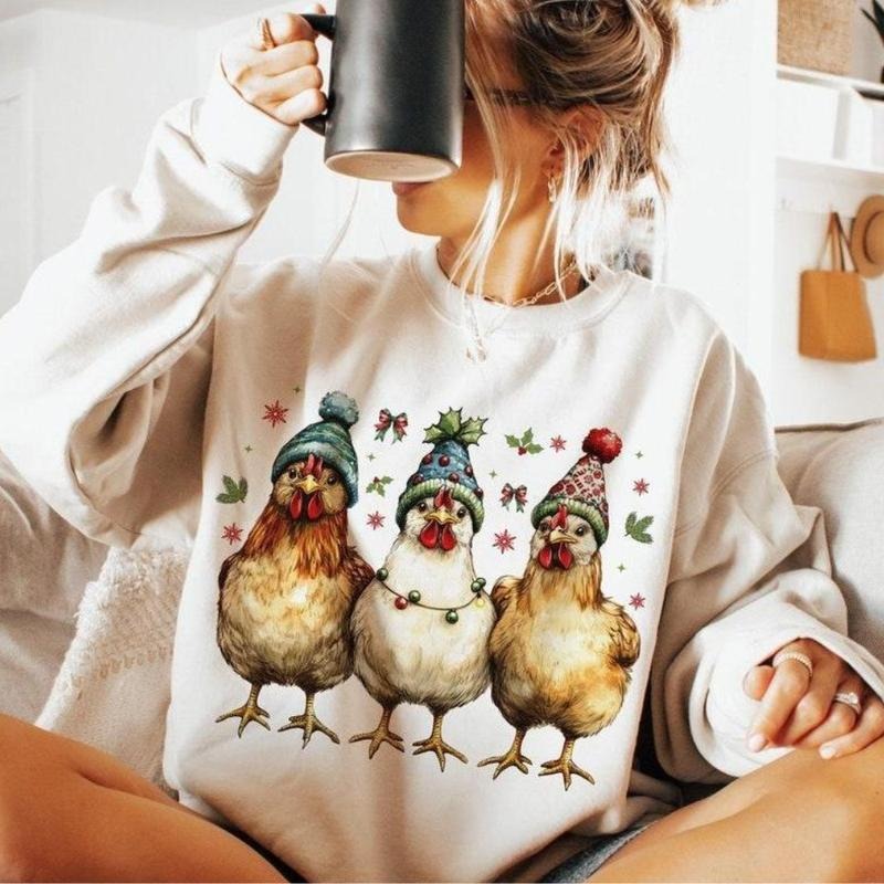 Chicken Christmas Coquette Sweatshirt, Hoodie, T
