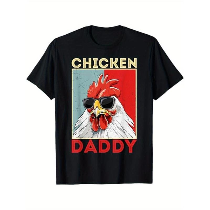 Chicken Daddy Rooster Farmer Funny Father's Day For Men Dad T-Shirt, 100% Cotton, Halloween Thanksgiving Christmas Gift...