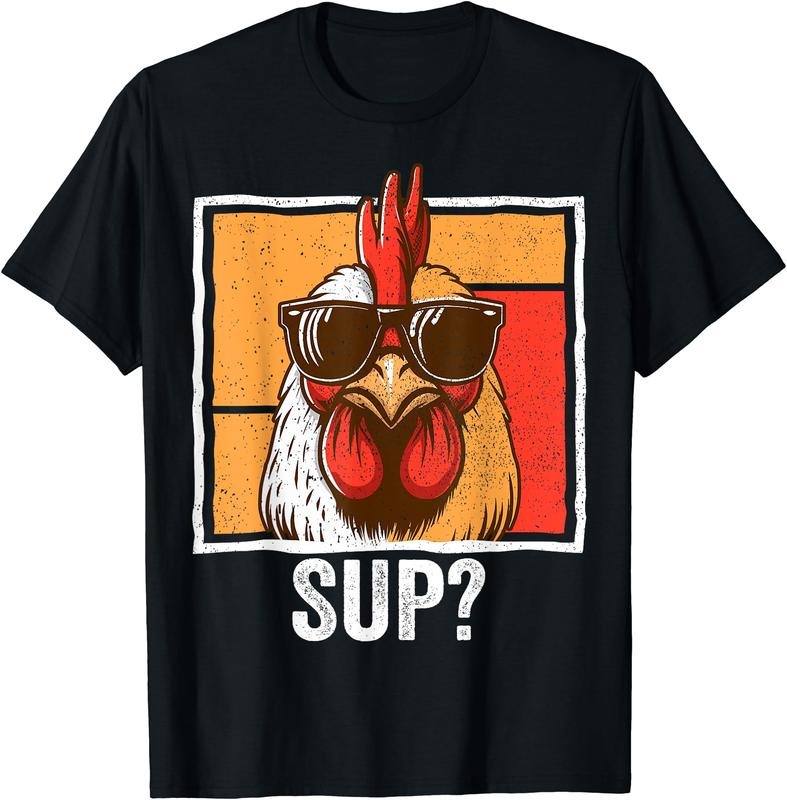 Chicken Sunglasses Animal Farm Funny For Farmer Men Women T-Shirt | Unisex Cotton Tee Gift, Crewneck, Short Sleeve...