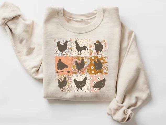 Chicken Sweatshirt, Mothers Day Chicken Sweatshirt, Women Chicken Sweatshirt, Love Chickens, Animal Sweatshirt, Funny...