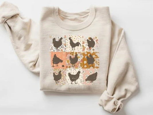 Chicken Sweatshirt, Mothers Day Chicken Sweatshirt, Women Chicken Sweatshirt, Love Chickens, Animal Sweatshirt, Funny...