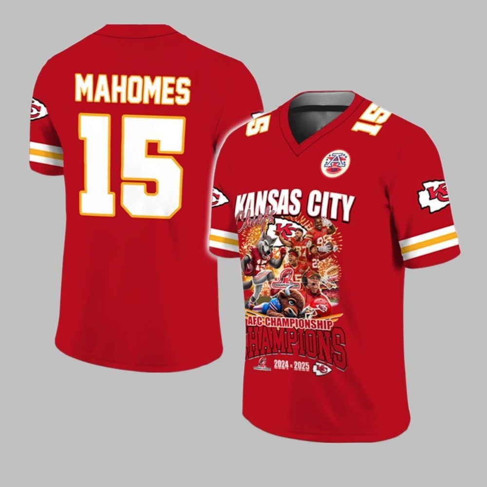 Chiefs AFC Champions 2025 Jersey - Grishko.com T-Shirts, Hoodie, Sweatshirt | WearSparks.com (Image 1)