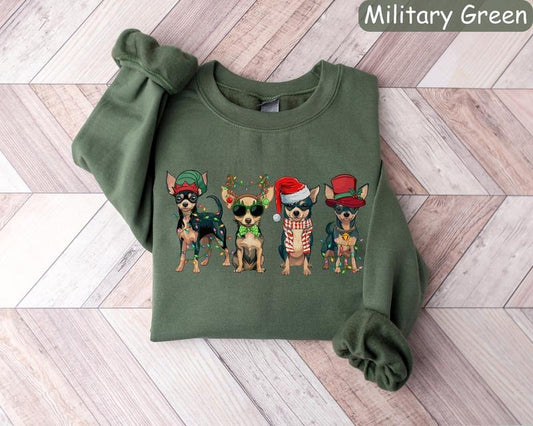 Chihuahua Christmas Sweatshirt, Dog Lover Gift, Holiday Sweaters, Chihuahua Christmas Shirt, Christmas Crewneck, Dog Mom...