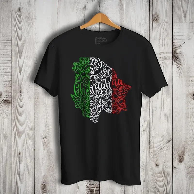 Chihuahua Mexico Patriotic Mexican Short Sleeve T-Shirt- Playera Patriota De Mexico Casual Crewneck Hoodie, Sweatshirt