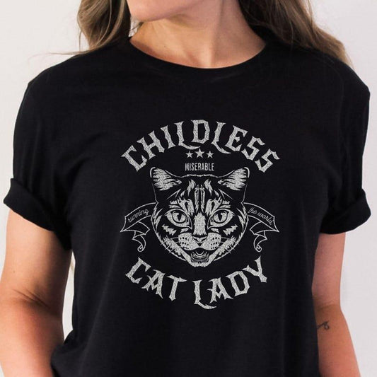 Childless Cat Lady shirt, Rocker Tee, Vote 2024, Feminist Voting Shirt, Gifts For Boyfriend and Girlfriend T-Shirt...