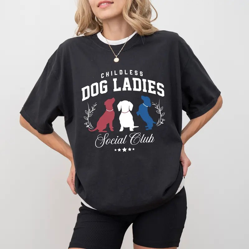 Childless Dog Ladies Social Cub Comfort Colors Shirt, Dog Ladies Graphic Tee, 2024 Dog Mama Unhinged Shirt, Dog Mom...