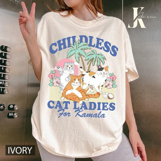Childless cat lady for Kamala Shirt, Kamala Harris For The People Shirt, Kamala Harris 2024 T-shirt, Kamala Harris For...