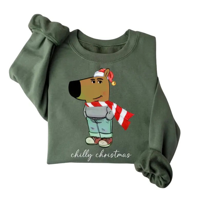 Chill Guy Christmas Sweatshirt - Just A Chill Guy Christmas Shirt - Chilly Christmas Shirt - Funny Meme Christmas Shirt -...