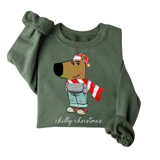Chill Guy Christmas Sweatshirt - Just A Chill Guy Christmas Shirt - Chilly Christmas Shirt - Funny Meme Christmas Shirt -...