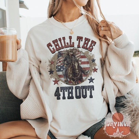 Chill the 4th out , 4th of july shirt , American Cowgirl , Independence day Hoodie, Sweatshirt | WearSparks.com