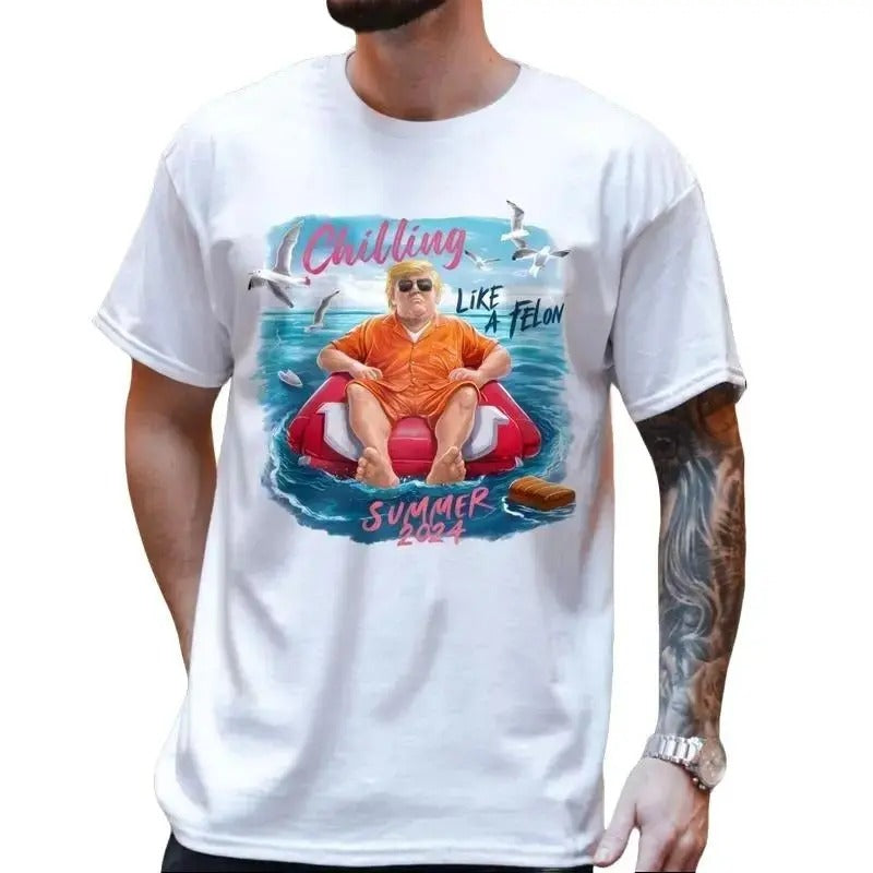 Chillin Like A Fel0n Summer 2024 Shirt, USA Patriotic, I'm V0ting For The Fel0n Shirt,Trum 2024 Shirts Hoodie, Sweatshirt