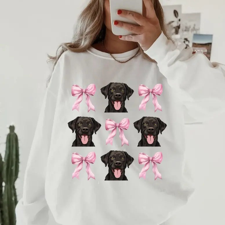 Chocolate Lab with Bows Sweatshirt ~ Sweatshirt Unisex Apparel Relaxed Fit Printed in the USA Clothing Womenswear Casual...