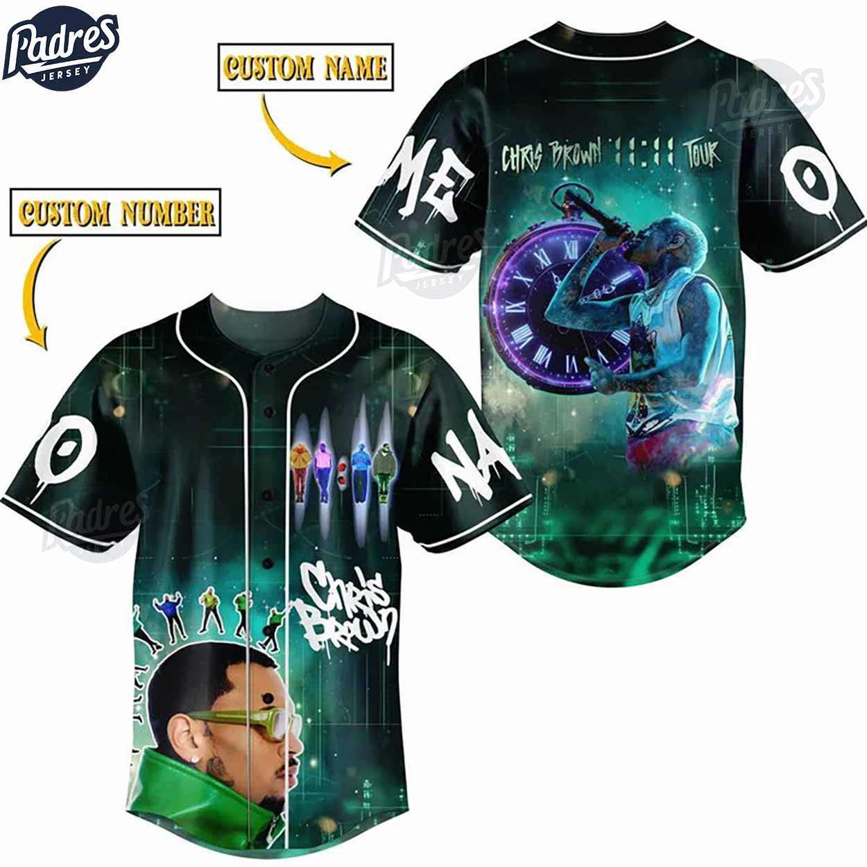 Chris Brown 11:11 Tour Custom Baseball Jersey - Padres Jersey Oasis: Elevate Your Baseball Style Game T-Shirts,... (Image 1)