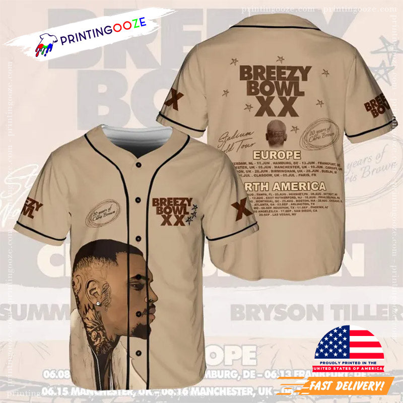 Chris Brown Breezy Bowl Tour 2025 Baseball Jersey