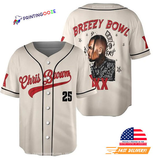 Chris Brown Breezy Bowl XX 2025 Concert Baseball Jersey