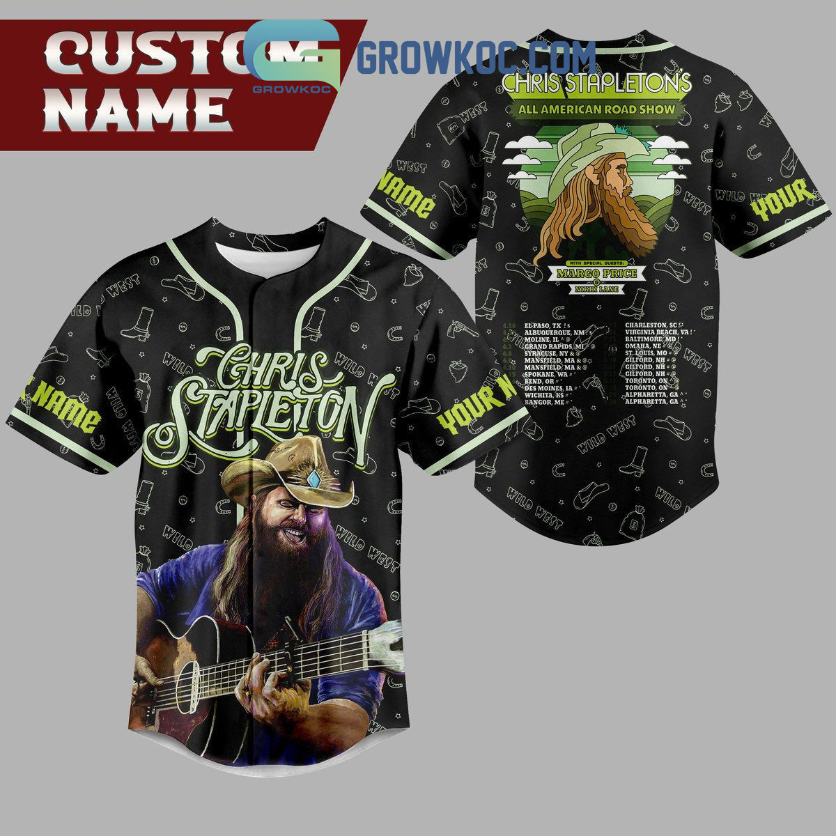 Chris Stapleton’s All American Road Show Black Design Personalized Baseball Jersey