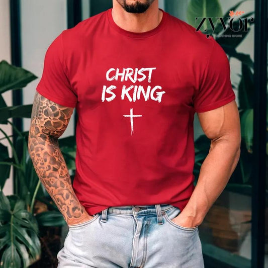 Christ Is King Christian Shirt Casual Style Crew Neck Short Sleeve T-Shirt Tops Trendy for Unisex, Perfect Gift Hoodie,...