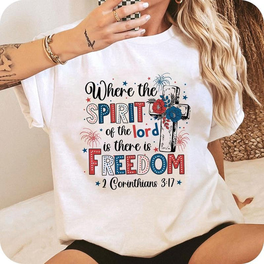 Christian 4th of July Shirt for Women Religious Freedom Bible Verse Cross Patriotic Unisex Premium 100% Cotton Hoodie,...
