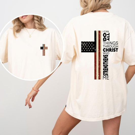 Christian American Flag Cross Graphic Tees, Patriotic Faith Shirt, Religious USA Flag T-Shirt, Christian Apparel for Men...