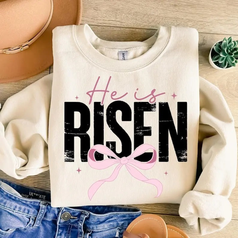 Christian Easter Coquette tshirt-sweatshirt-hoodie, He is Risen tshirt, Retro Easter hoodie, Matthew 28:6, Easter Jesus...