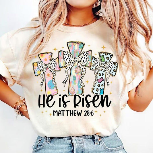 Christian Easter T-shirt, He is Risen, Retro Jesus, Bible Verse, Cross, Matthew 28:6 Hoodie, Sweatshirt | WearSparks.com
