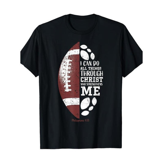 Christian Football Gifts Teen Boys Kids Men Religious Verse T-Shirt, Men's T-Shirt, 220g made in usa Hoodie, Sweatshirt