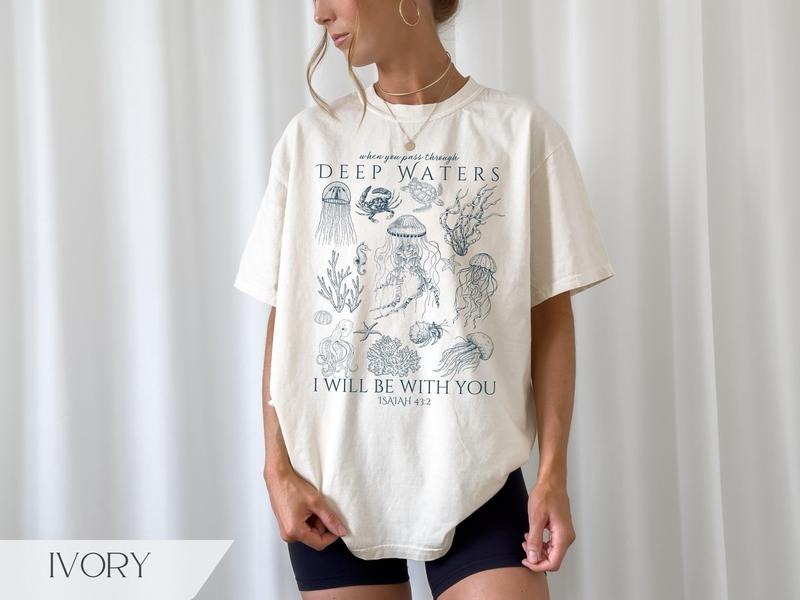 Christian Ocean Animal Shirt, Coastal Sea Life Tshirt, Trendy Beachy Oversized Scripture Tee, Jesus Bible Verse Shirt,...