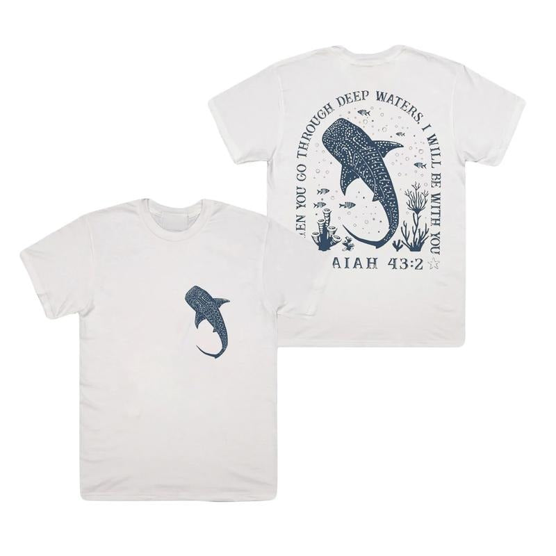 Christian Ocean Whale Shark Tshirt, Beachy Summer Vibes Tee, Graphic 2 Side Print Unisex Cotton T-Shirt Hoodie, Sweatshirt