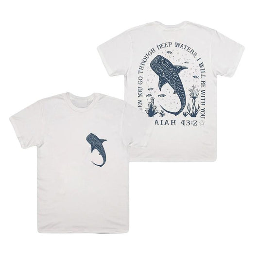 Christian Ocean Whale Shark Tshirt, Beachy Summer Vibes Tee, Graphic 2 Side Print Unisex Cotton T-Shirt Hoodie, Sweatshirt