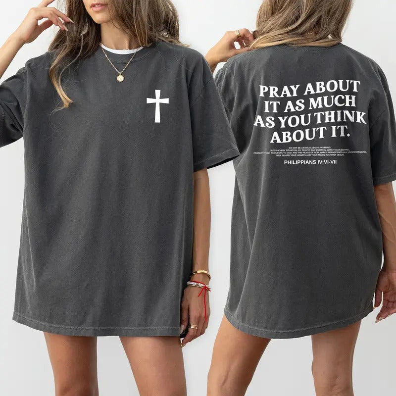 Christian Pray About It Shirt Retro, Bible Versve Tshirt, Vintage Christian Shirt, Jesus Lover T-shirt, Religious...