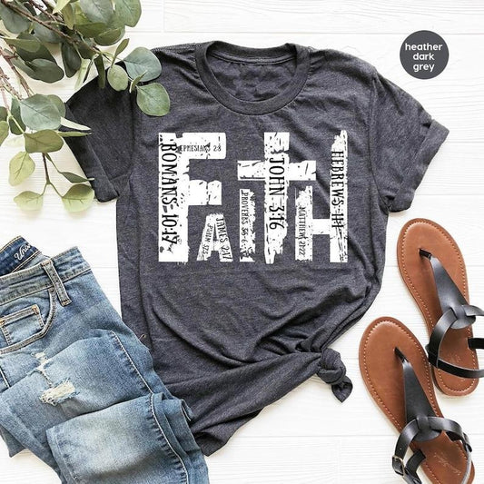 Christian Shirt, Bible Verse T-Shirt, Religious Outfit, Retro Faith T Shirt, Christian Cross Graphic Tees, Genderneutral...