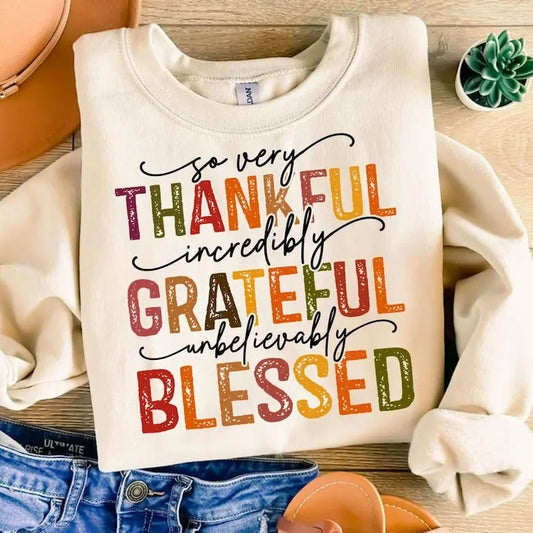 Christian Shirt, Thankful Grateful Blessed Shirt, Thanksgiving Shirt, Thanksgiving Gift, Unisex Shirt, Gift For Her, Gift...
