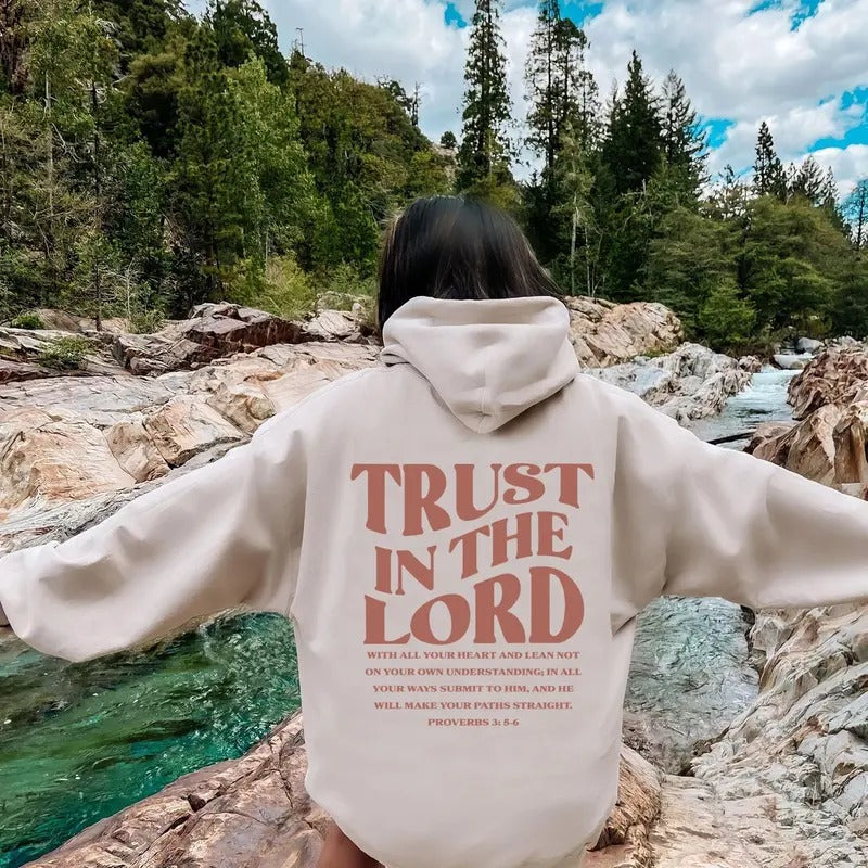 Christian Sweatshirt, Bible Verse Hoodie, Women's Religious Shirt, Trust In The Lord Shirt Cotton Womenswear | WearSparks.com