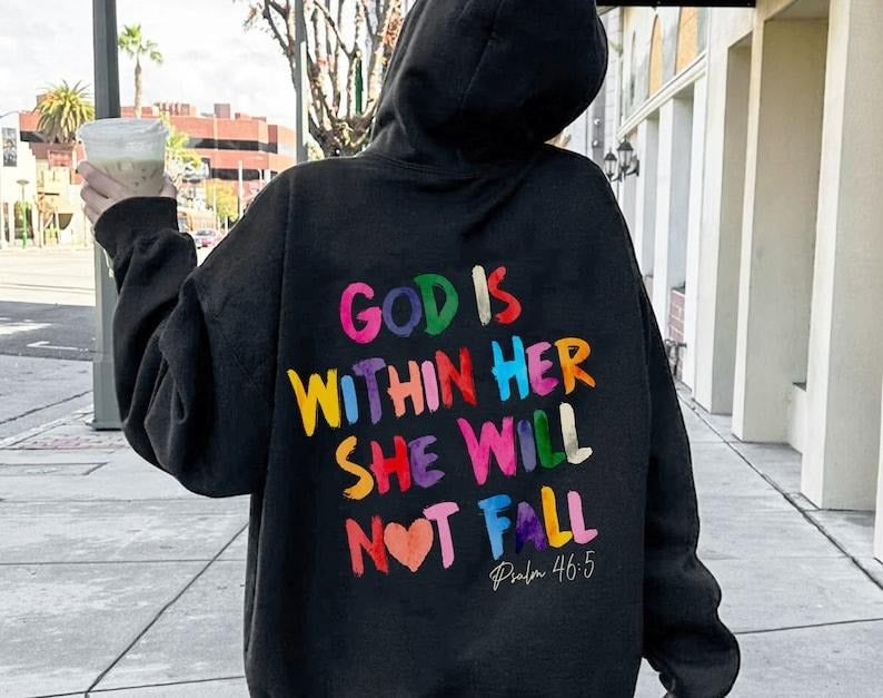 Christian Sweatshirt,God Is Within Her She Will Not Fall Sweat,Christian Bible Verse Sweatshirt,Easter Religious...