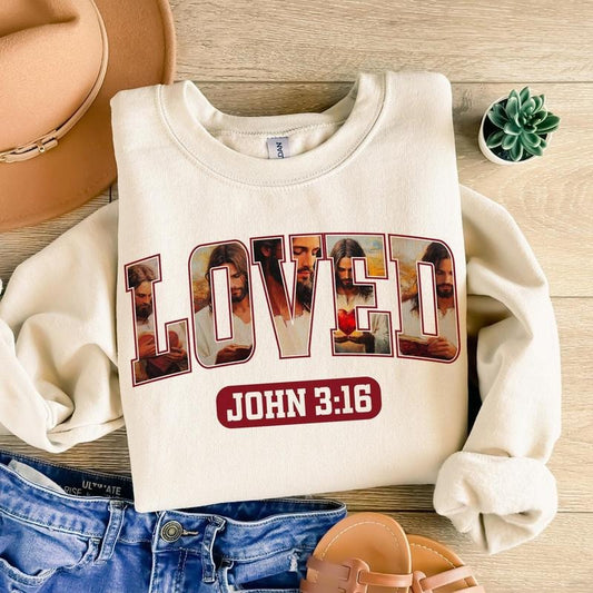 Christian Valentines Sweatshirt, Loved John 3:16 Sweatshirt, Bible Verse Sweatshirt, Jesus Sweatshirt, Valentine day...