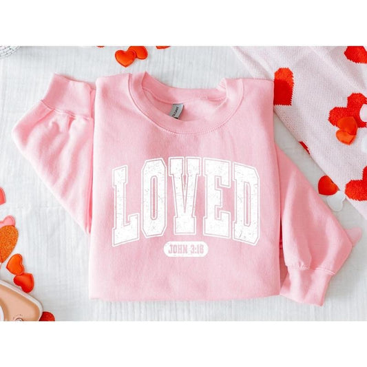 Christian Valentines Sweatshirt, Loved tee, Christian Valentines Day Sweater, Jesus Valentines, Bible Verse Faith...