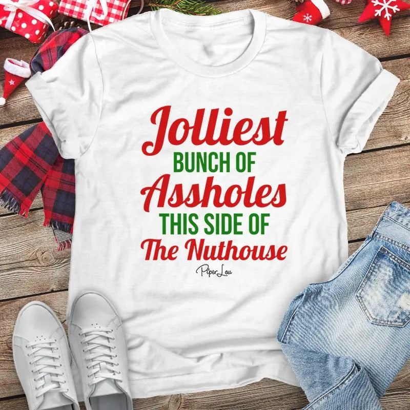 Christmas | Jolliest Bunch Of A**holes Christmas Apparel T-Shirts, Hoodie, Sweatshirt | WearSparks.com