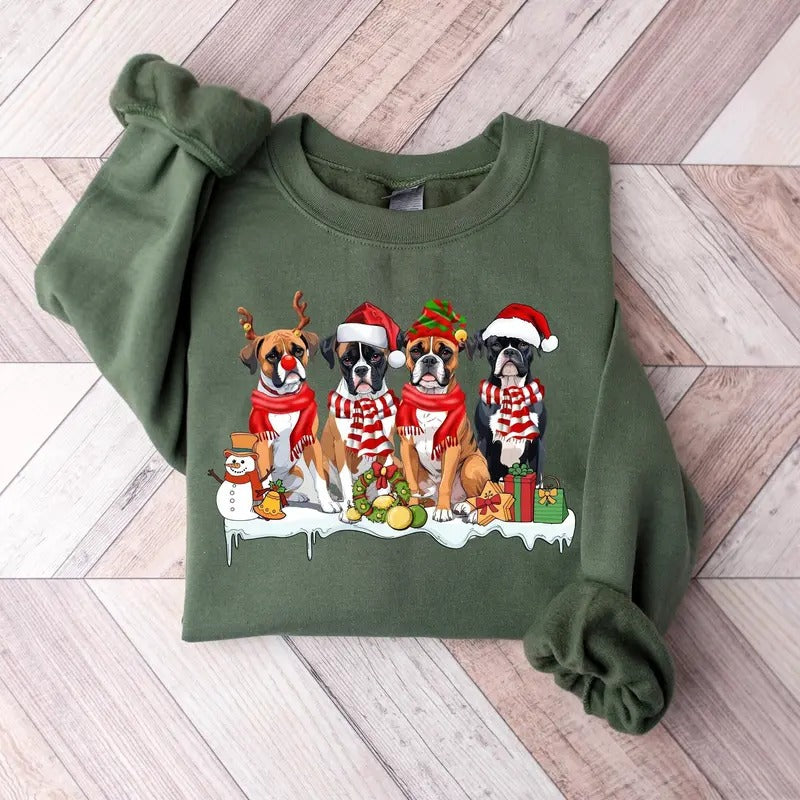 Christmas Boxer Dog Sweatshirt, Christmas Shirt, Boxer Shirt, Dog Christmas Shirt, Boxer Lover Shirt, Dog Mom Shirt,...