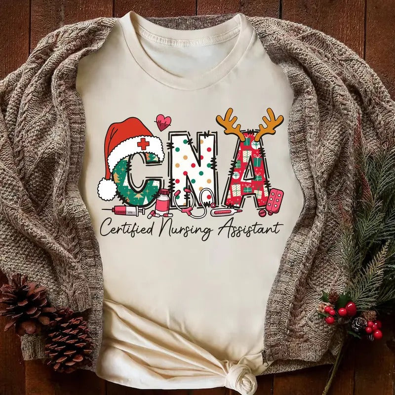 Christmas CNA Unisex T-shirt for Women, Christmas Nursing Shirt, Certified Nursing Assistant Tee Hoodie, Sweatshirt