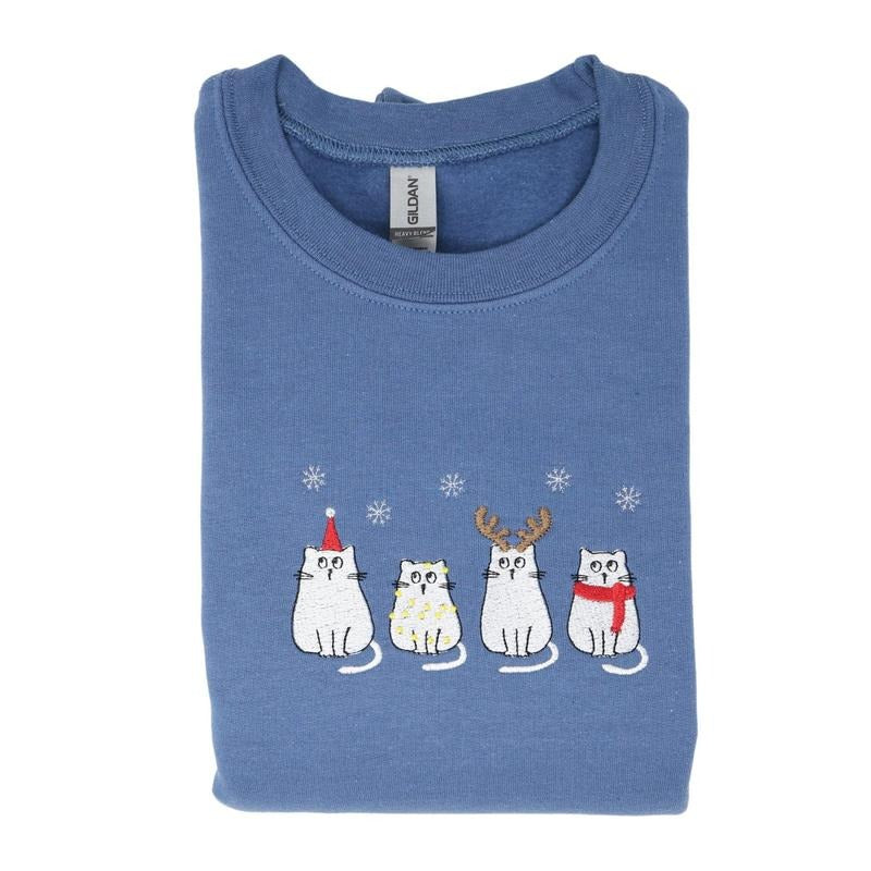 Christmas Cat Crewneck Sweatshirt T-Shirts, Hoodie | WearSparks.com