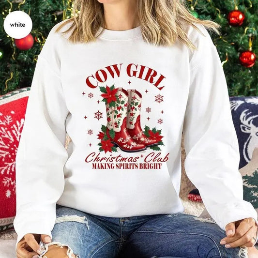 Christmas Club Sweatshirt, Christmas Cowgirl , Western Christmas Sweater, Western Women Gift, Country Concert, Country...