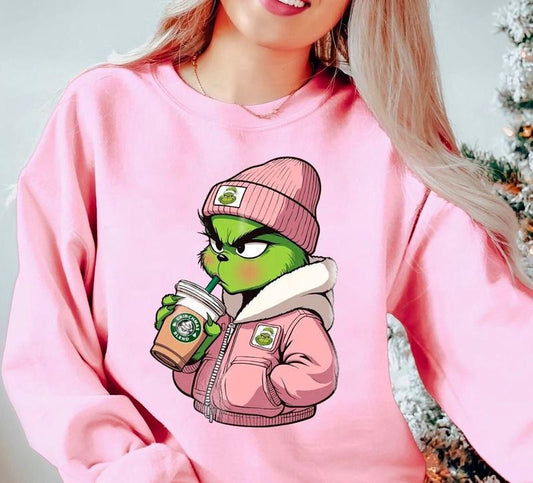 Christmas Coffee Sweatshirt, Boujee Christmas Sweatshirt, Christmas Trending Sweatshirt, Pink Christmas Shirt, Girly...
