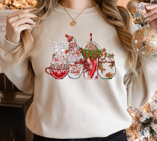 Christmas Coffee Sweatshirt, Hot Cocoa Sweatshirt , Coffee Lover Sweater, Christmas Gift, Coffee Lover Gift, Santa...