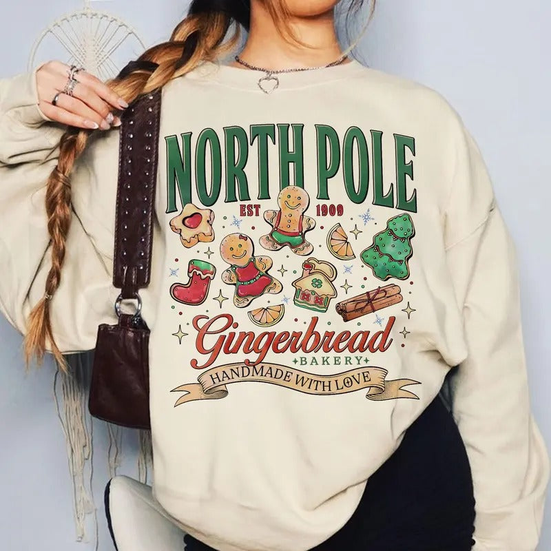 Christmas Cookies Sweatshirt, North Pole Gingerbread T Shirt, Holiday Cookie Co Crewneck, Unisex Short Sleeve Tee Hoodie